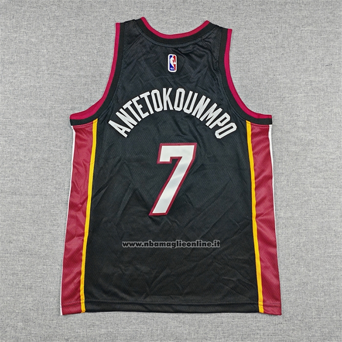 Maglia Bambino Miami Heat Giannis Antetokounmpo No 7 Icon Nero